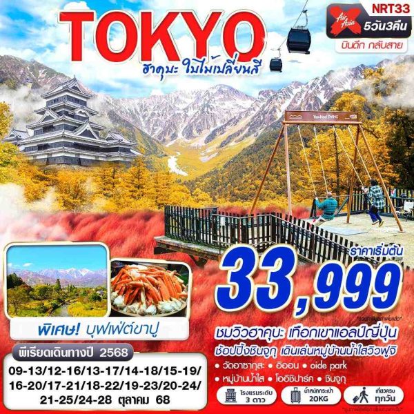 TOKYO ฮาคุบะ ใบไม้เปลี่ยนสี (บินดึกกลับสาย เที่ยวเต็ม) 5D3N BY XJ