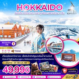 ซัปโปโร ฮาโกดาเตะ โอตารุ พักทะเลสาบโทยะ 1 คืน ( เที่ยวอิสระ 1 วัน ) 6D4N TG
