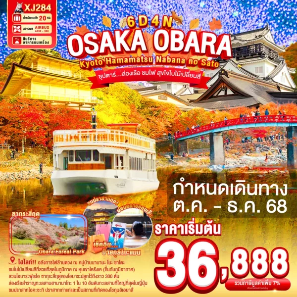 OSAKA OBARA KYOTO HAMAMATSU NABANANO SATO 6D 4N BY XJ ซุปตาร์...ล่องเรือ ชมไฟ สุขใจใบไม้เปลี่ยนสี
