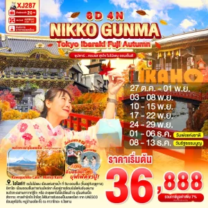 TOKYO IBARAKI NIKKO GUNMA FUJI AUTUMN 6D 4N BY XJ ซุปตาร์...ครบรส สุขใจ ใบไม้แดง ออนเซ็นดี