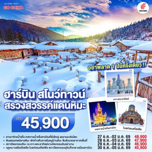 ฮาร์บิน สโนว์ทาวน์ สรวงสวรรค์แดนหิมะ 7 วัน 5 คืน BY (CA)